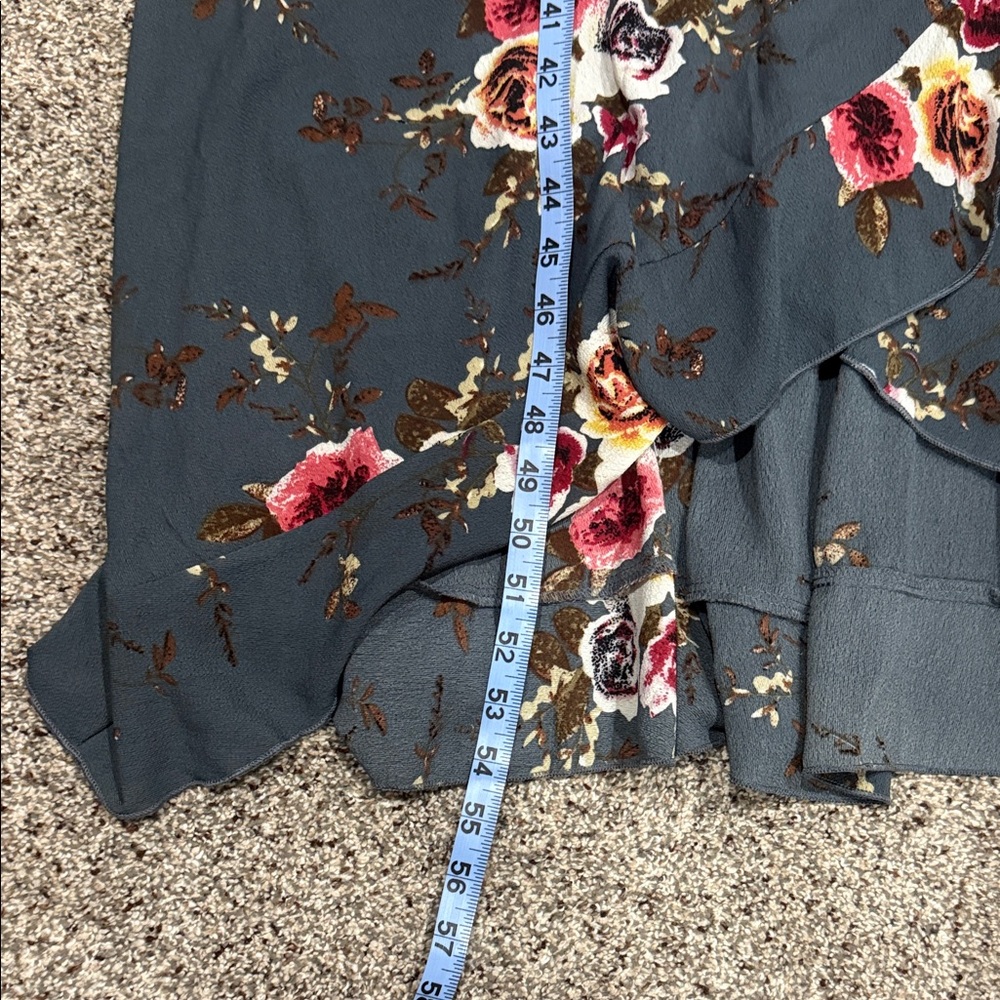 SHEIN Plus 2X Gray Pink Floral‎ Asymmetrical Wrap Dress Cottagecore - Picture 14 of 14